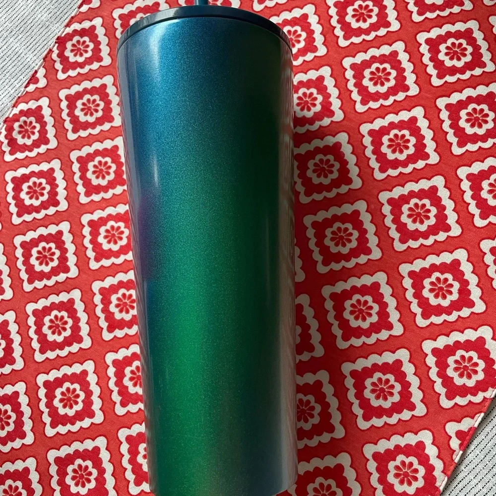 Starbucks 2021 Holiday Blue Green Ombré Stainless Steel Tumbler 24 oz